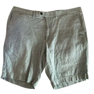 Men's Casual Linen Blend Shorts in Pale Turquoise, 36” Waist